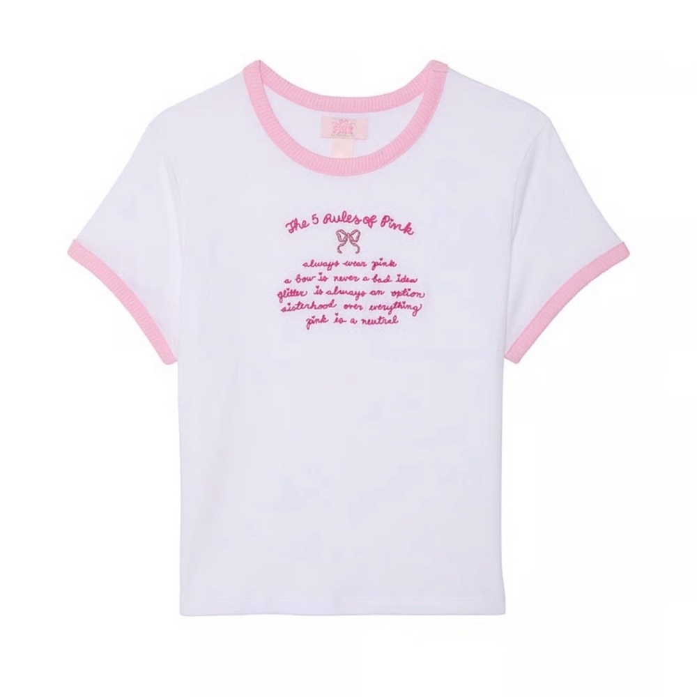 🎀 PINK X LOVESHACKFANCY RETRO COTTON TEE NWT 🎀